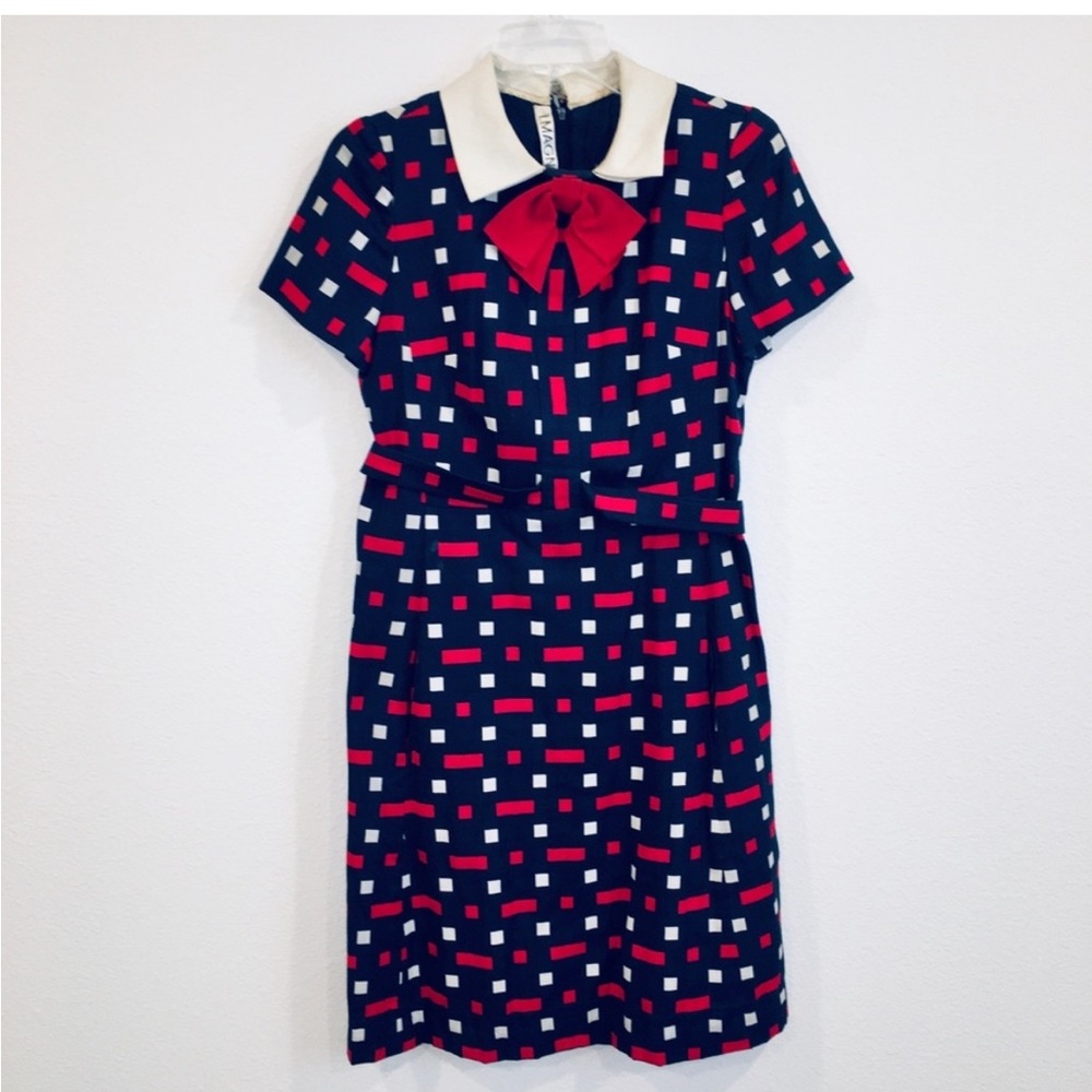Vintage I.Magnin Wiggle Pencil Dress 60’s Mod Bow